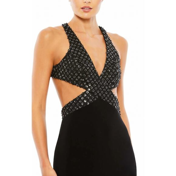 Mac Duggal Black Maxi Dress with Silver Accents - Picture 4 of 6